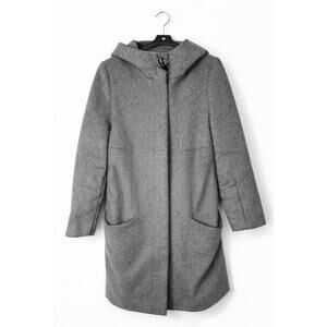 Babaton by Aritzia Gray Hooded Wool Cashmere Coat Italian Wool Blend Large